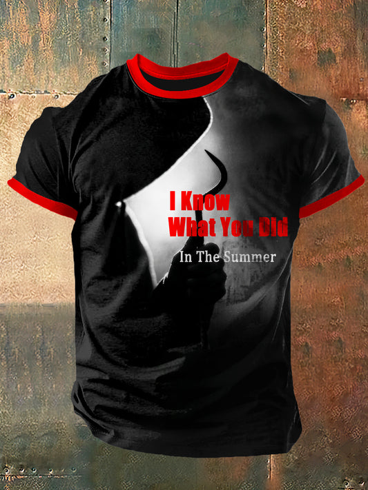 Men`s I Know What You Did Print Vintage Fashion Short Sleeve T-Shirt