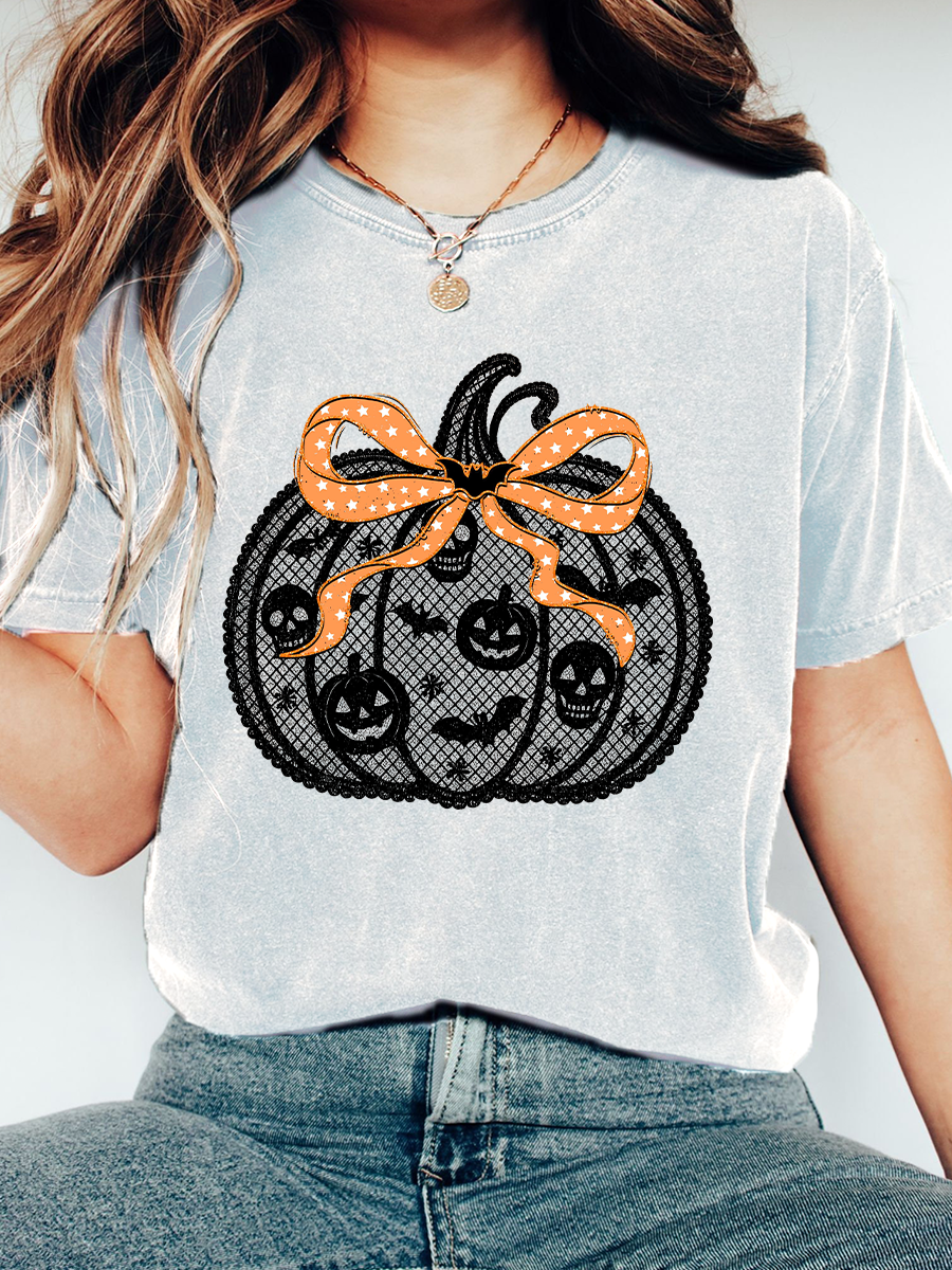 Women's Pumpkin Art Print Casual T-Shirt