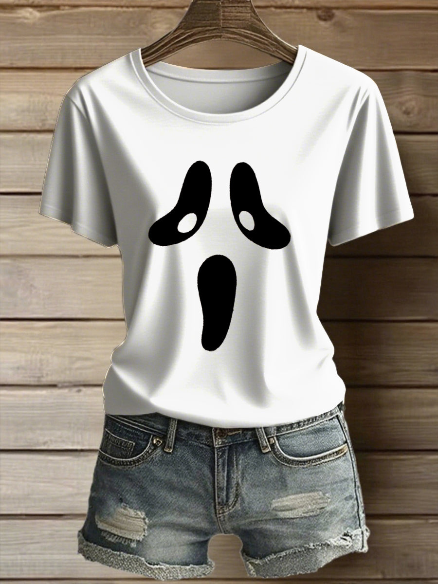 Women's Ghost Art Print Casual T-shirt