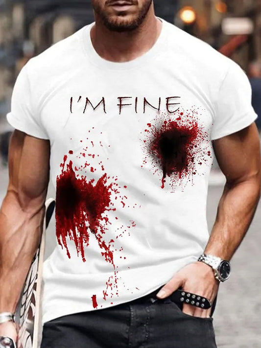 Men's Retro Halloween Horror Graphic Casual T-Shirt