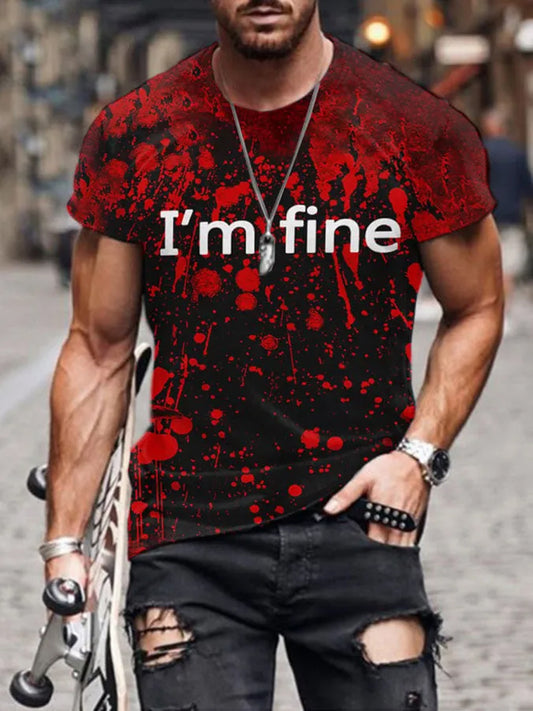 Men's Retro Halloween Horror Graphic Casual T-Shirt