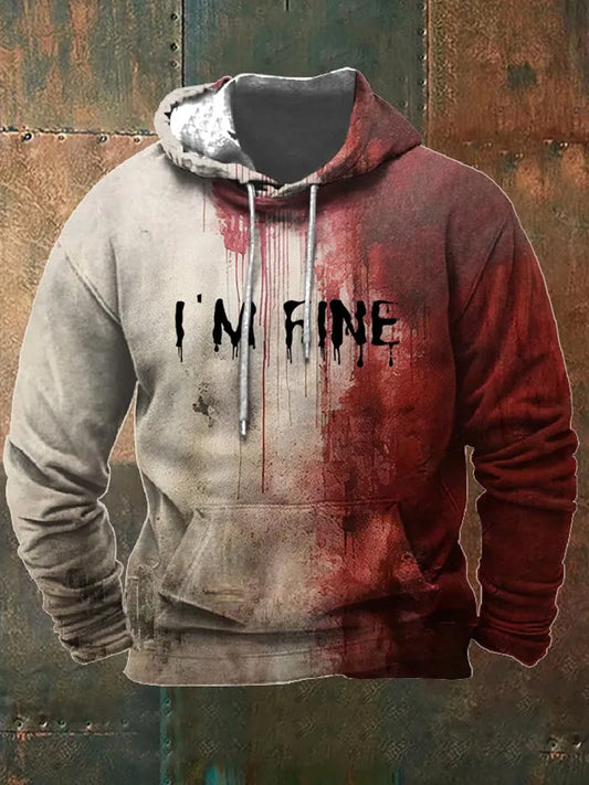 Men's Retro Halloween Horror Graphic Casual Henley