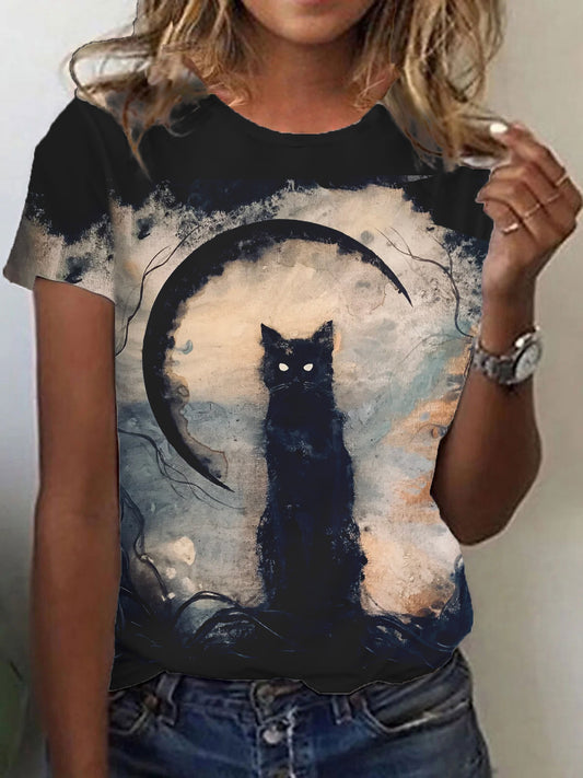 Women's Vintage Halloween Print T-shirt