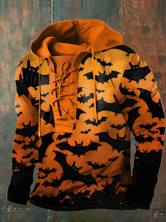 Men's Retro Halloween Horror Graphic Casual Henley