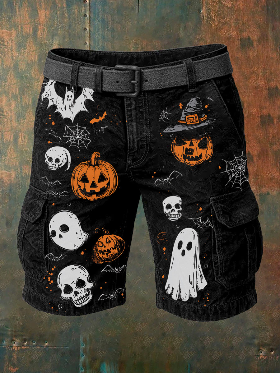 Men's Retro Halloween Horror Graphic Casual Cargo Shorts