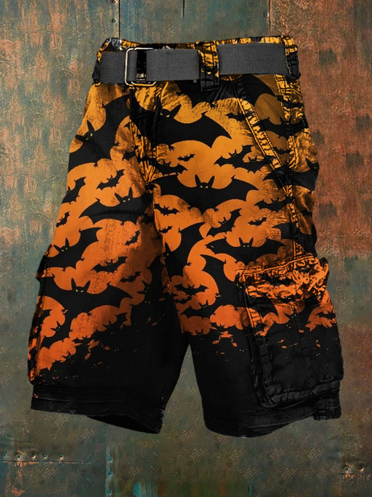 Men's Retro Halloween Horror Graphic Casual Cargo Shorts