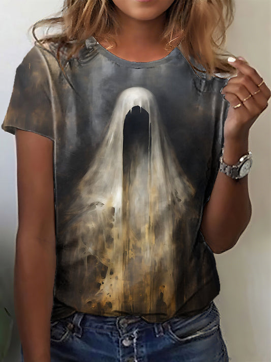 Women's Halloween Grim Print T-shirt