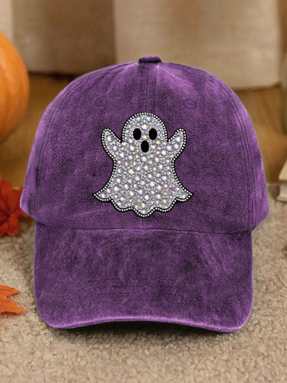 Unisex Retro Halloween Ghost Washed Hat