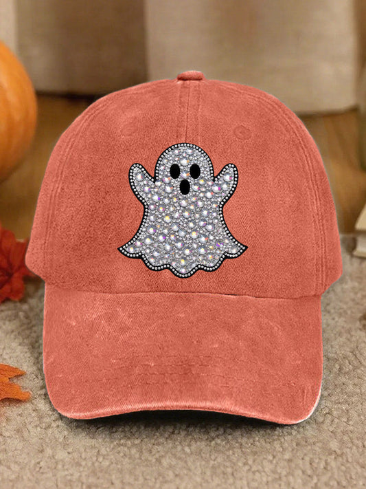 Unisex Retro Halloween Ghost Washed Hat