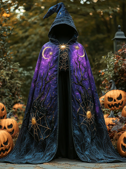 Universal Vintage Halloween Print Casual Hooded Robe