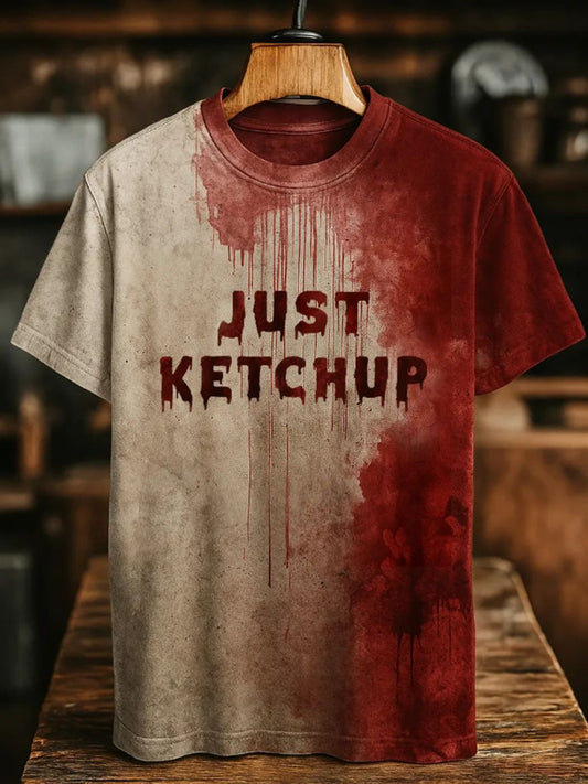 Men's Just Ketchup Bloody Art Print Printed T-shirt