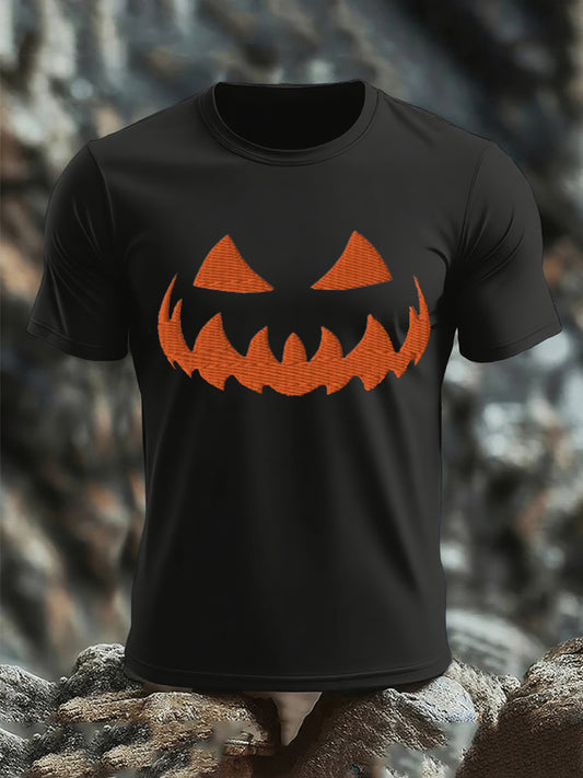 Men's Halloween Pumpkin Face Short-sleeved T-shirt