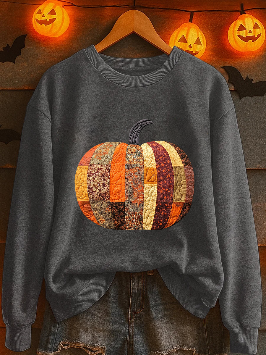 Women's Fall Pumpkin Print Casual Sweatshirt