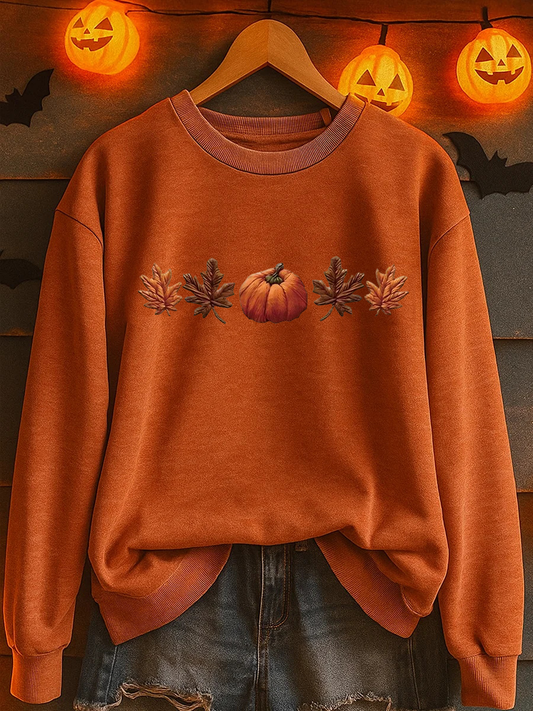 Women's Fall Pumpkin Print Casual Sweatshirt
