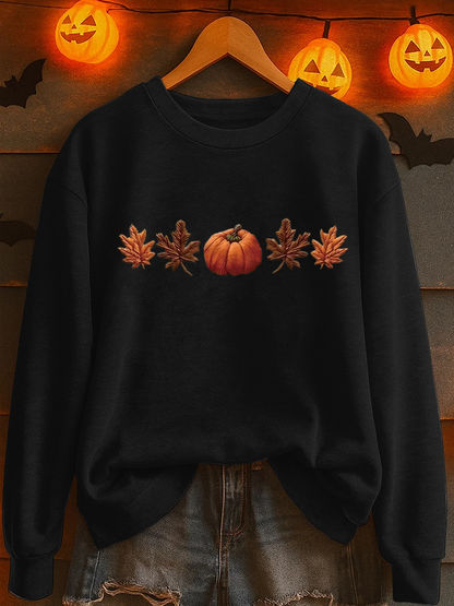Women's Fall Pumpkin Print Casual Sweatshirt