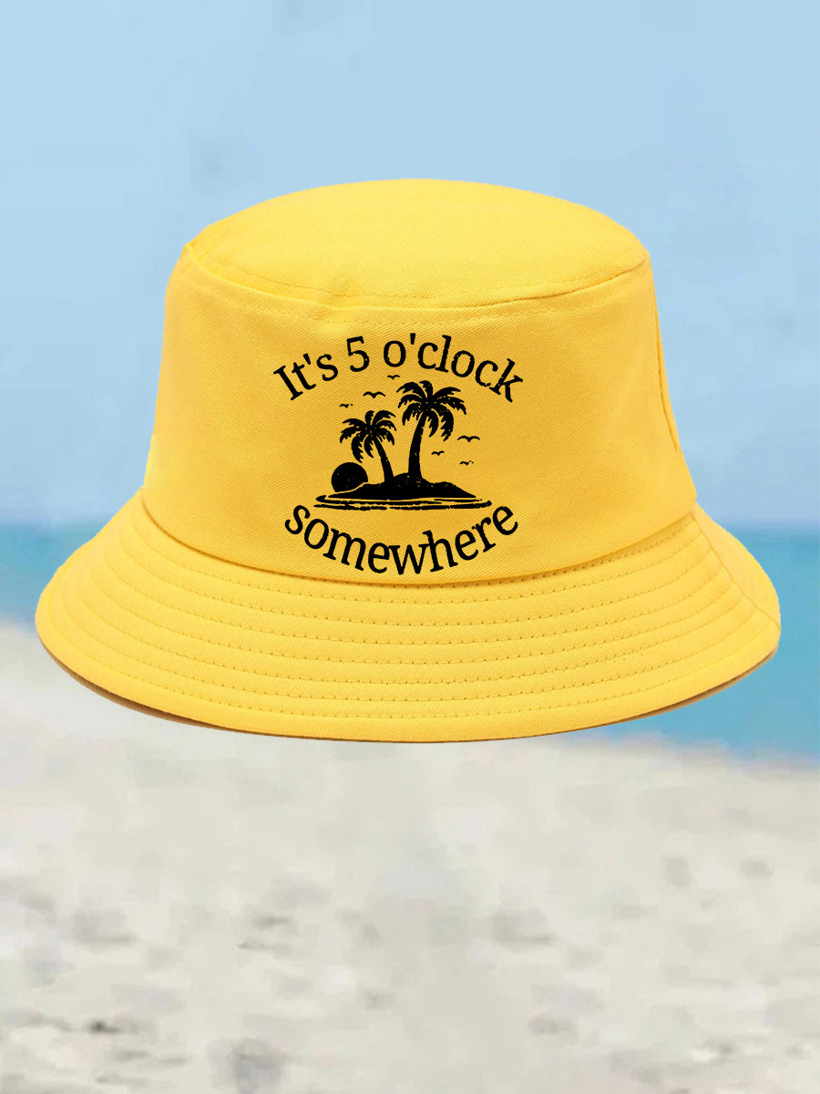 Unisex I'm Retired It's 5 O'clock Somewhere Print Bucket hat