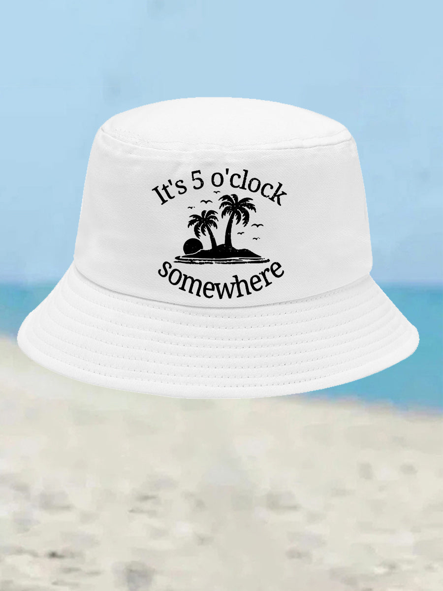 Unisex I'm Retired It's 5 O'clock Somewhere Print Bucket hat