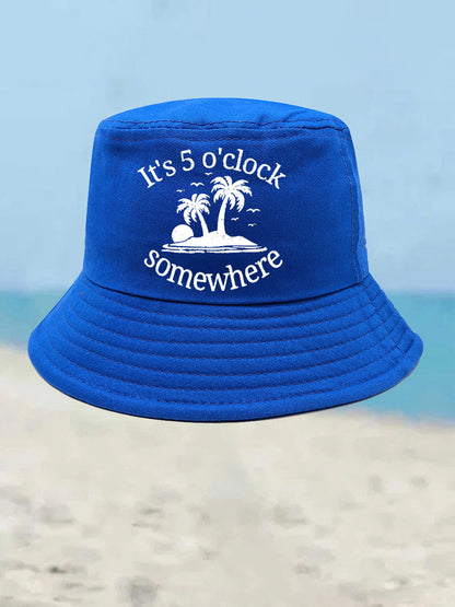 Unisex I'm Retired It's 5 O'clock Somewhere Print Bucket hat