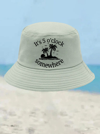 Unisex I'm Retired It's 5 O'clock Somewhere Print Bucket hat