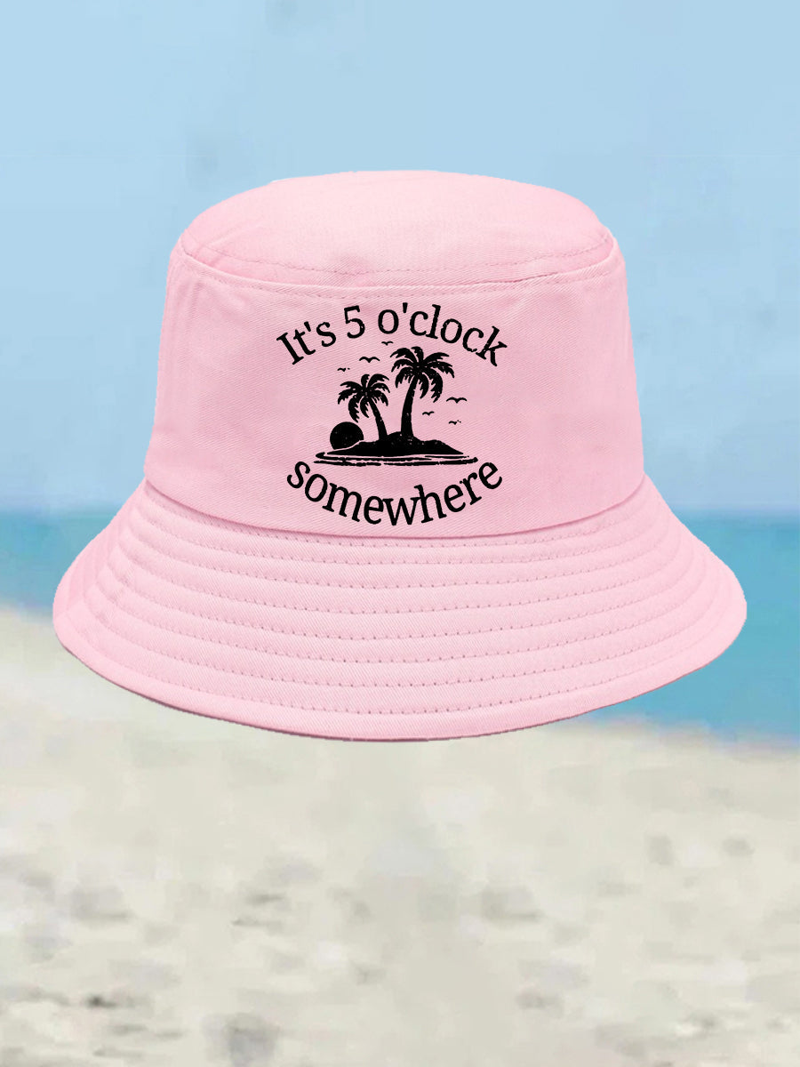 Unisex I'm Retired It's 5 O'clock Somewhere Print Bucket hat