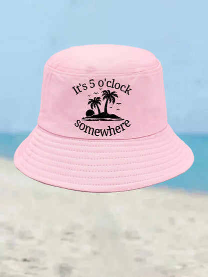 Unisex I'm Retired It's 5 O'clock Somewhere Print Bucket hat