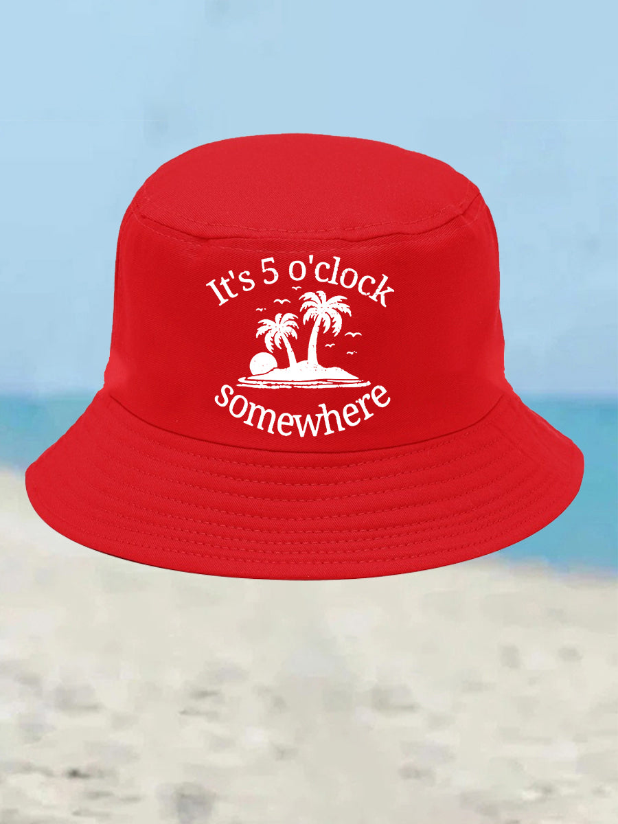 Unisex I'm Retired It's 5 O'clock Somewhere Print Bucket hat