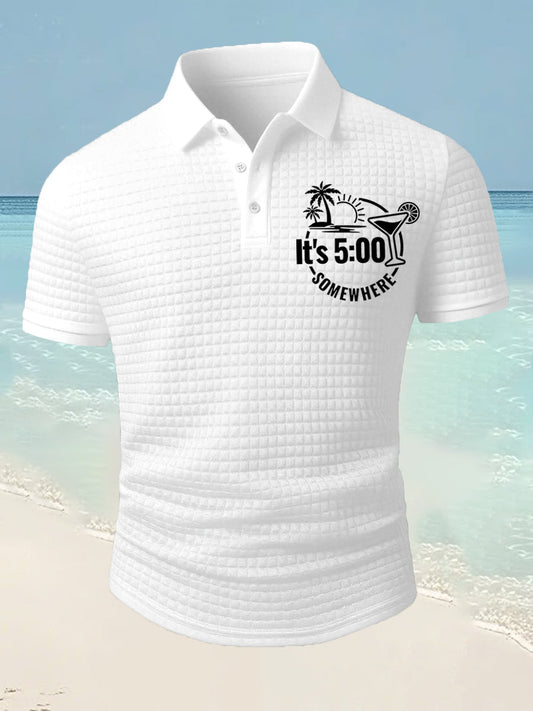 Men's It's 5 O'clock Somewhere Casual Waffle Short-Sleeve Top