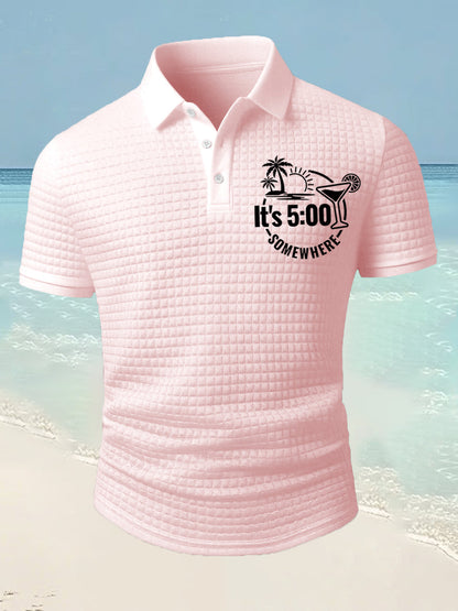 Men's It's 5 O'clock Somewhere Casual Waffle Short-Sleeve Top