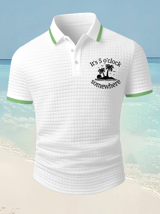 Men's It's 5 O'clock Somewhere Casual Waffle Short-Sleeve Top