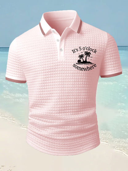Men's It's 5 O'clock Somewhere Casual Waffle Short-Sleeve Top