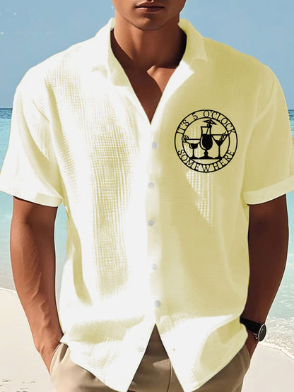 Men's It‘s 5 O'clock Somewhere Print Casual Short-Sleeve Shirt