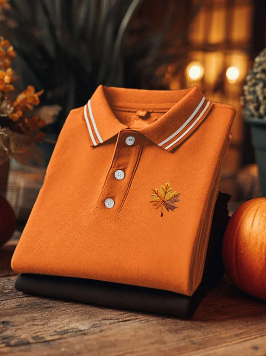 Men's Maple Leaf Print Casual Short Sleeve Top