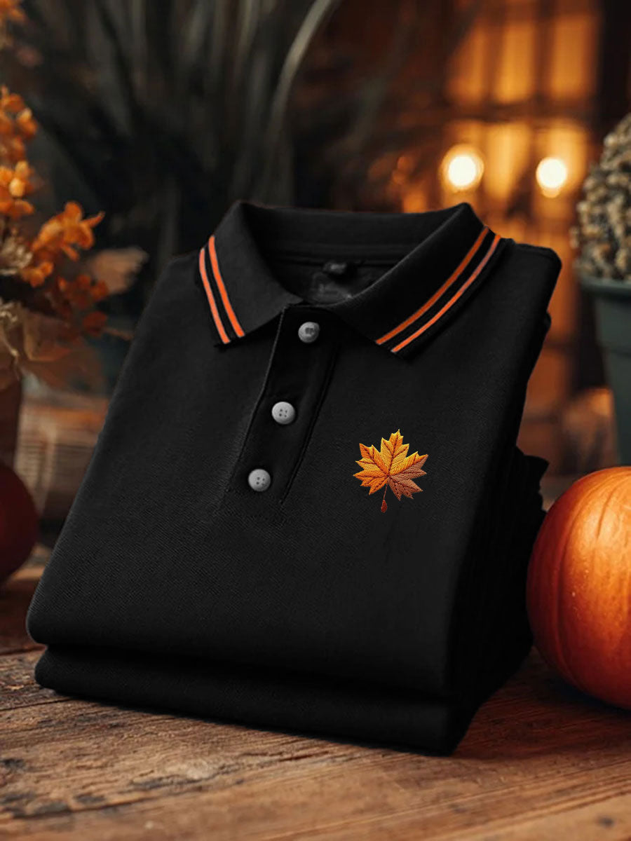 Men's Maple Leaf Print Casual Short Sleeve Top