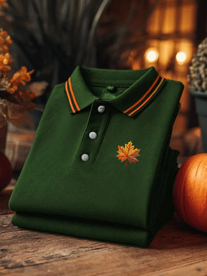 Men's Maple Leaf Print Casual Short Sleeve Top