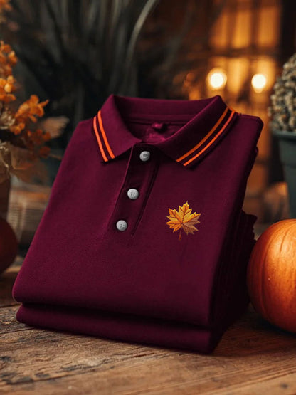 Men's Maple Leaf Print Casual Short Sleeve Top