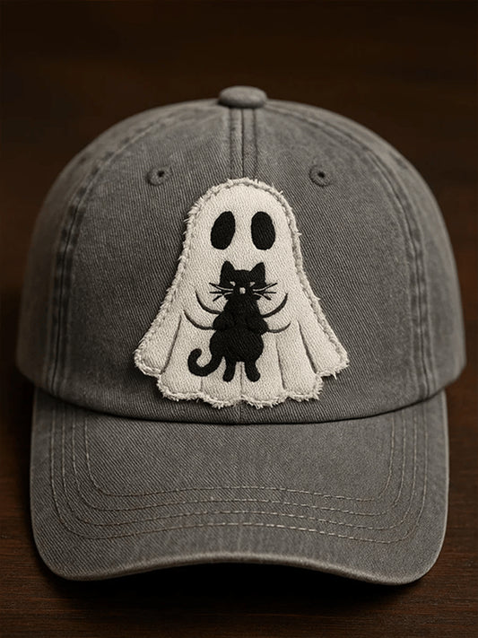 Unisex Halloween Spooky Cat Print Hat