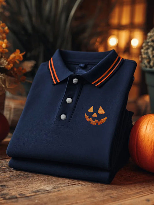 Men's Pumpkin Print Casual Short Sleeve Top