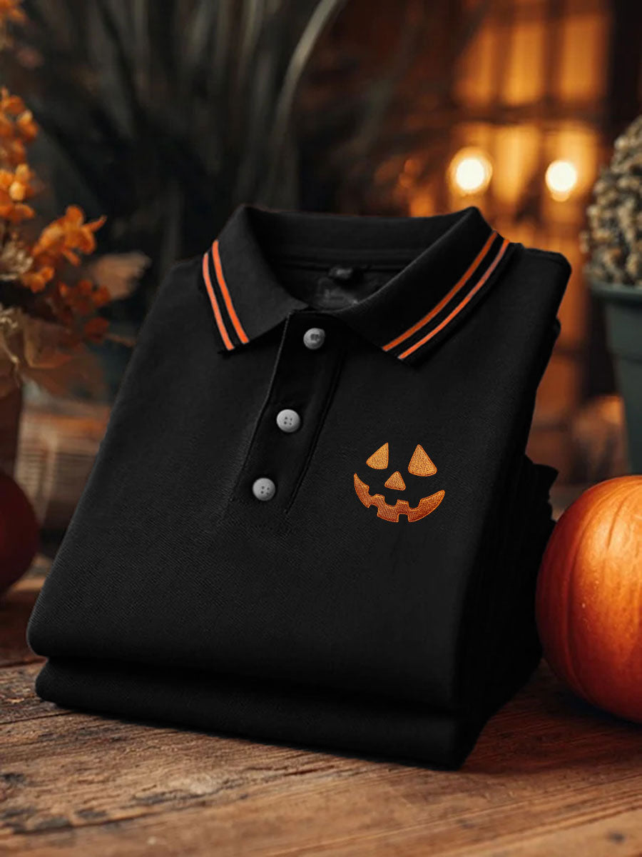 Men's Pumpkin Print Casual Short Sleeve Top