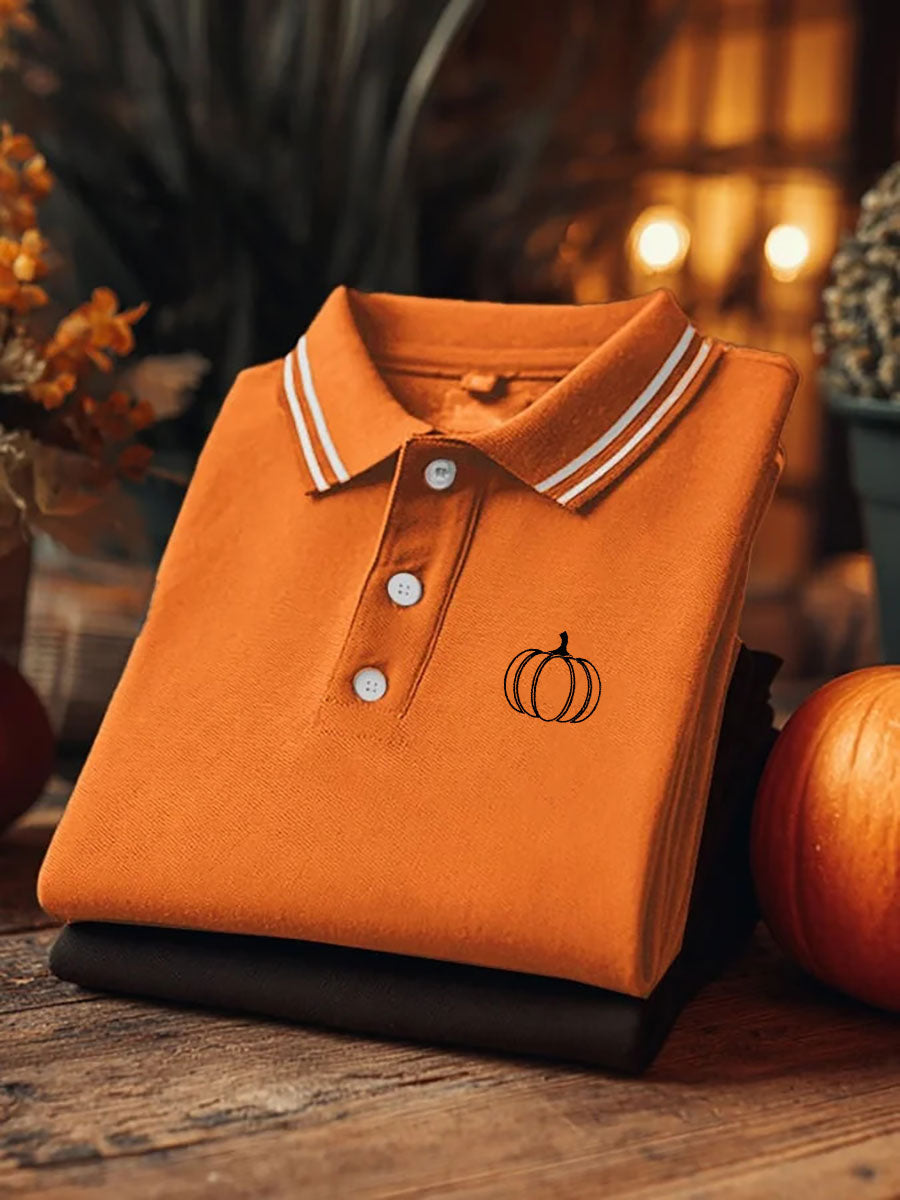 Men's Pumpkin Print Casual Short Sleeve Top