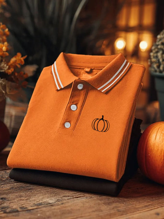 Men's Pumpkin Print Casual Short Sleeve Top