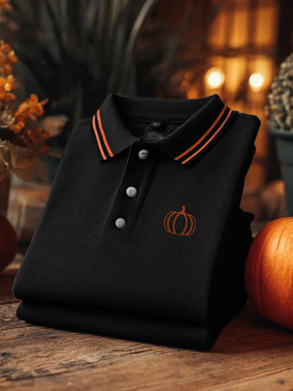 Men's Pumpkin Print Casual Short Sleeve Top