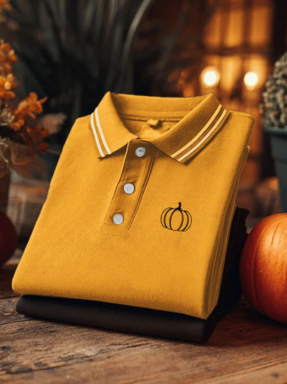 Men's Pumpkin Print Casual Short Sleeve Top