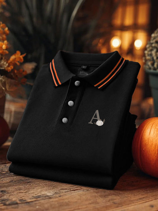 Men's Pumpkin Print Casual Short Sleeve Top