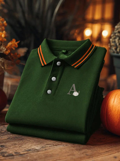 Men's Pumpkin Print Casual Short Sleeve Top