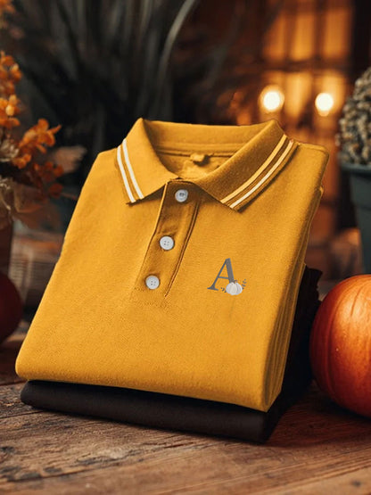Men's Pumpkin Print Casual Short Sleeve Top