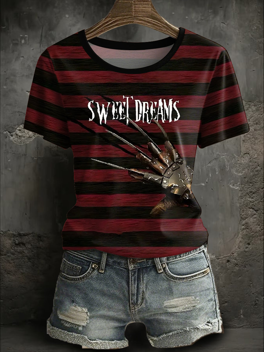 Women's Halloween Horror Nightmare Printed T-shirt