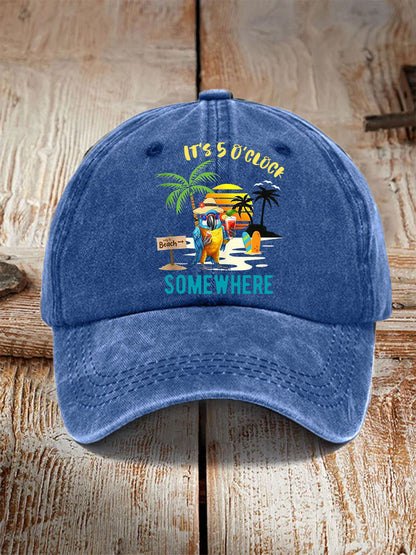 Unisex It's 5 O'clock Somewhere Parrot Print Hat