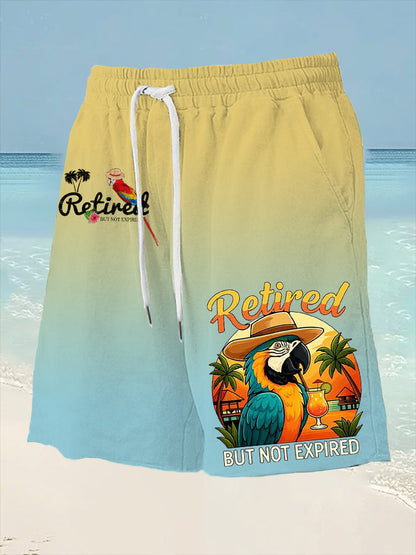 Men's It's 5 O'clock Somewhere Parrot Print Drawstring Shorts