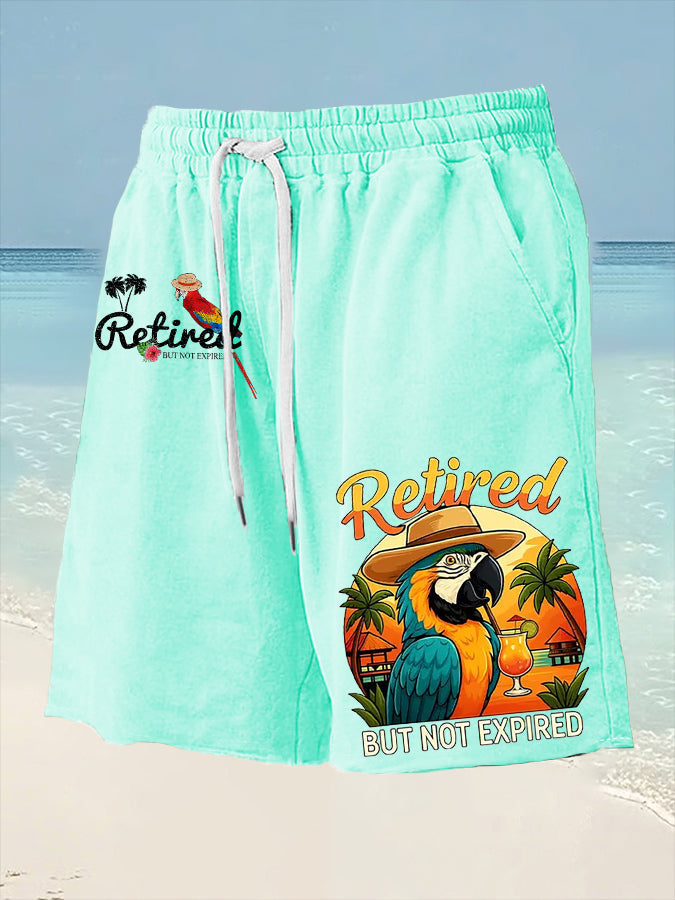 Men's It's 5 O'clock Somewhere Parrot Print Drawstring Shorts