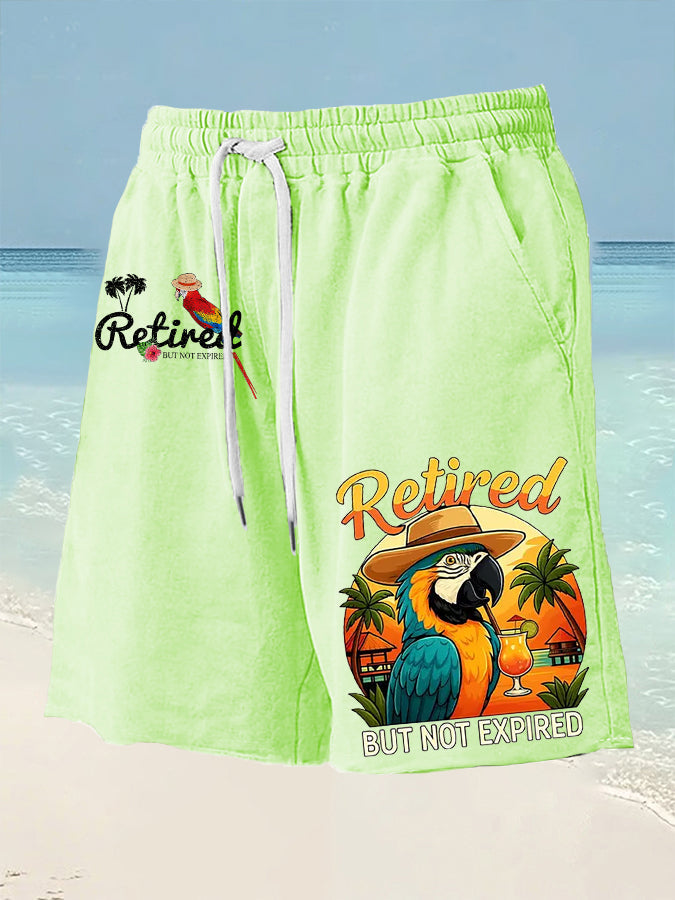 Men's It's 5 O'clock Somewhere Parrot Print Drawstring Shorts